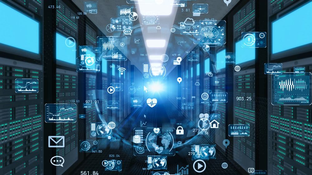 An ITOT convergence strategy visualized with many digital services organized together in a data center. An ITOT convergence strategy visualized with many digital services organized together in a data center.