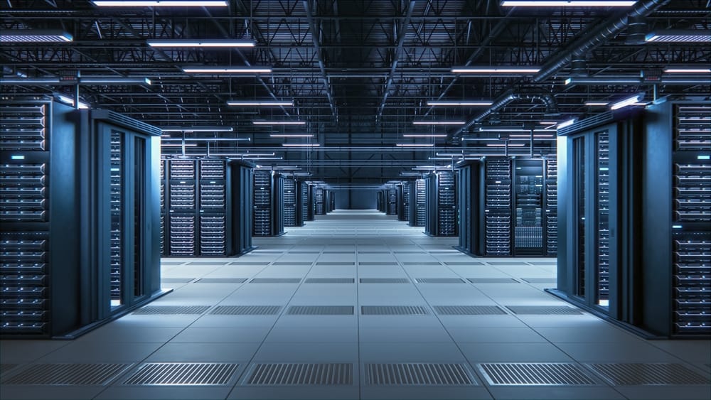 Rows of data center racks in a typical out-of-band management deployment Rows of data center racks in a typical out-of-band management deployment